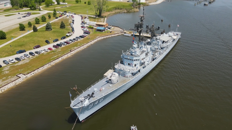 The Navy Destroyer USS Edson DD-946 docked in Bay City, Michigan