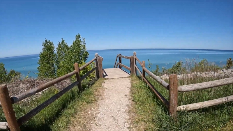 A Path Leading to A View of Lake Michigan at Orchard Beach State Park