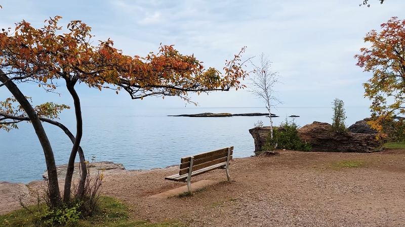 A Bench at Presque Isle Park in Marquette, Michigan